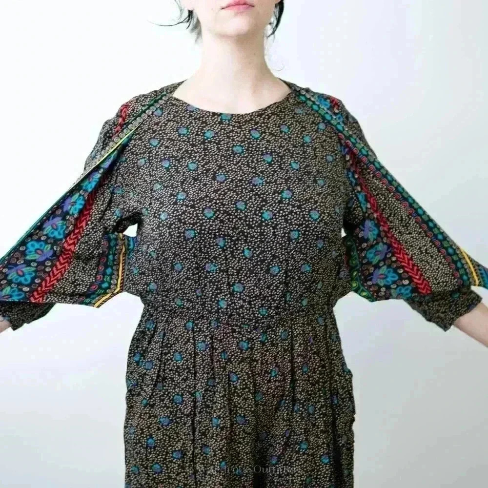 Vintage 90s Boho Cottagecore Romper Dress - M - Picture 10 of 11